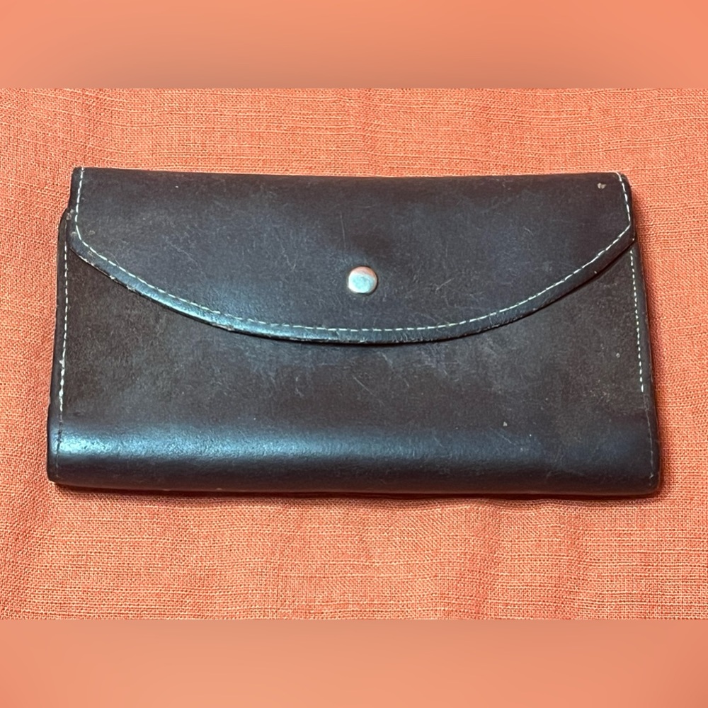 Suede Leather checkbook wallet Vintage